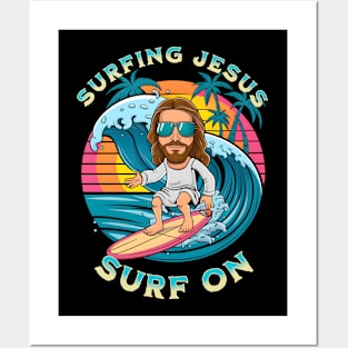 Jesus surfing - Surf on Posters and Art